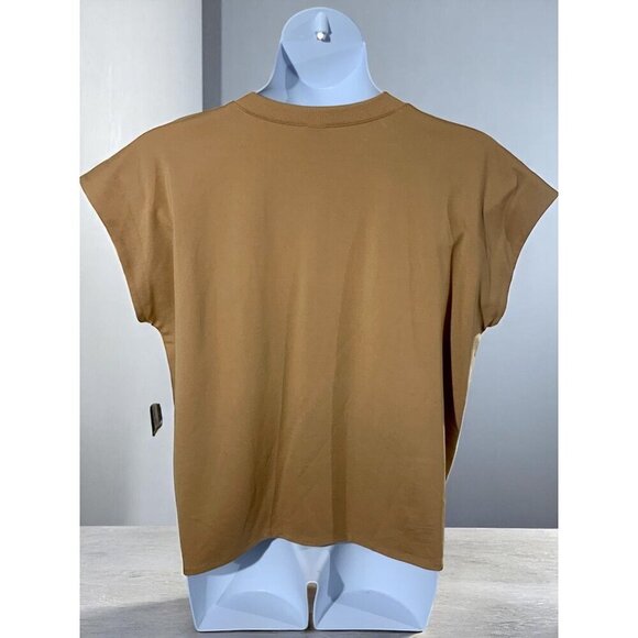 Worthington Size XXL Honey Gold Cap Sleeve Relaxed Fit Split Neck Blouse NEW - Picture 3 of 8